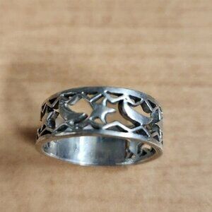 Swift Arrow Sterling Silver Stars Star and Moon Ring Made in Maine USA